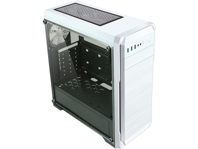 DIYPC DIY-A1-W White Tempered Glass USB 3.0 ATX Mid Tower Computer Case with 1 x