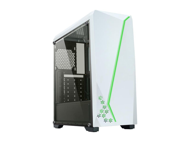DIYPC S2-W-RGB White USB3.0 Steel/ Tempered Glass ATX Mid Tower Gaming Computer