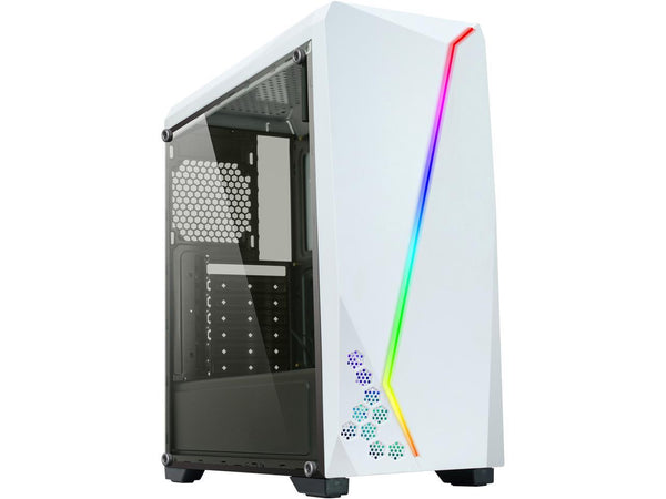 DIYPC S2-W-RGB White USB3.0 Steel/ Tempered Glass ATX Mid Tower Gaming Computer