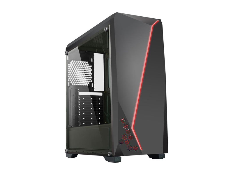 DIYPC S2-BK-RGB Black USB3.0 Steel/ Tempered Glass ATX Mid Tower Gaming Computer