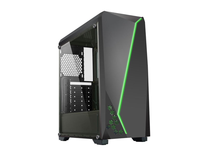 DIYPC S2-BK-RGB Black USB3.0 Steel/ Tempered Glass ATX Mid Tower Gaming Computer