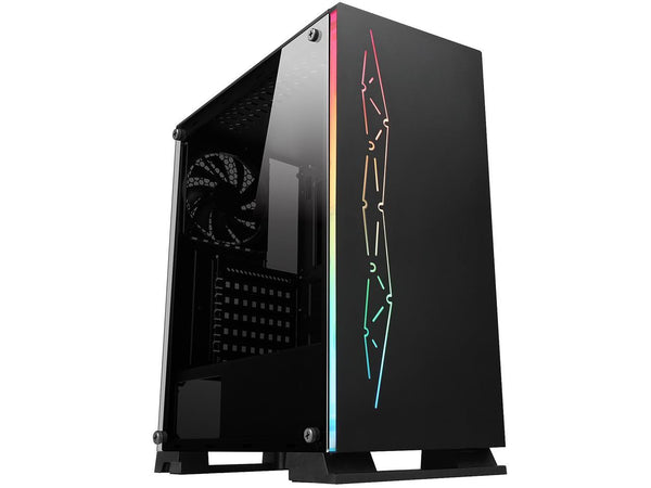 DIYPC Rainbow-Flash-G3 Black USB3.0 Steel/ Tempered Glass ATX Mid Tower Gaming