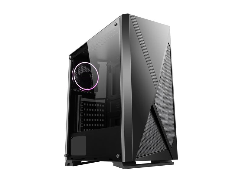 DIYPC Rainbow-Flash-V3 Black Steel / Tempered Glass ATX Mid Tower Computer Case