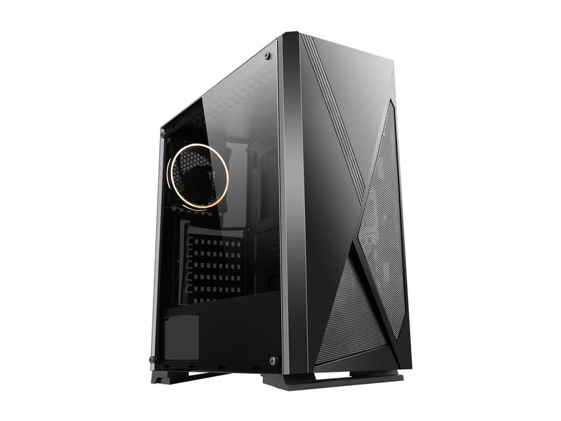 DIYPC Rainbow-Flash-V3 Black Steel / Tempered Glass ATX Mid Tower Computer Case