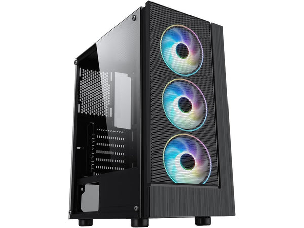 DIYPC Shadow-H3-ARGB Black Steel / Tempered Glass ATX Mid Tower Computer Case w/