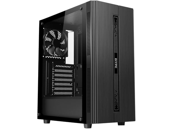 DIYPC Rainbow-Flash-S1-BK Black Steel / Tempered Glass ATX Mid Tower Computer