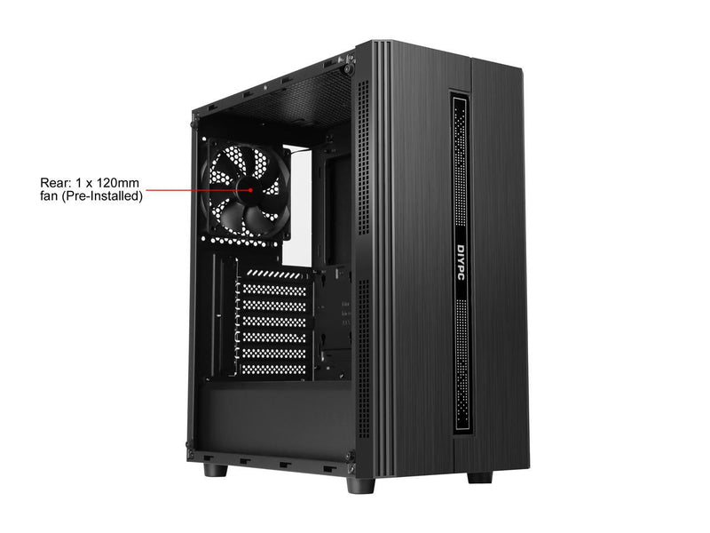 DIYPC Rainbow-Flash-S1-BK Black Steel / Tempered Glass ATX Mid Tower Computer