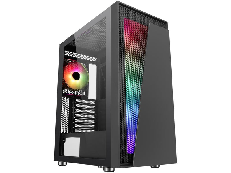 DIYPC IDX1-BK-ARGB Black Steel / Tempered Glass ATX Mid Tower Computer Case with