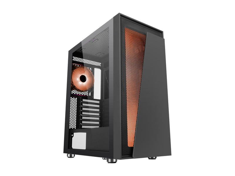 DIYPC IDX1-BK-ARGB Black Steel / Tempered Glass ATX Mid Tower Computer Case with
