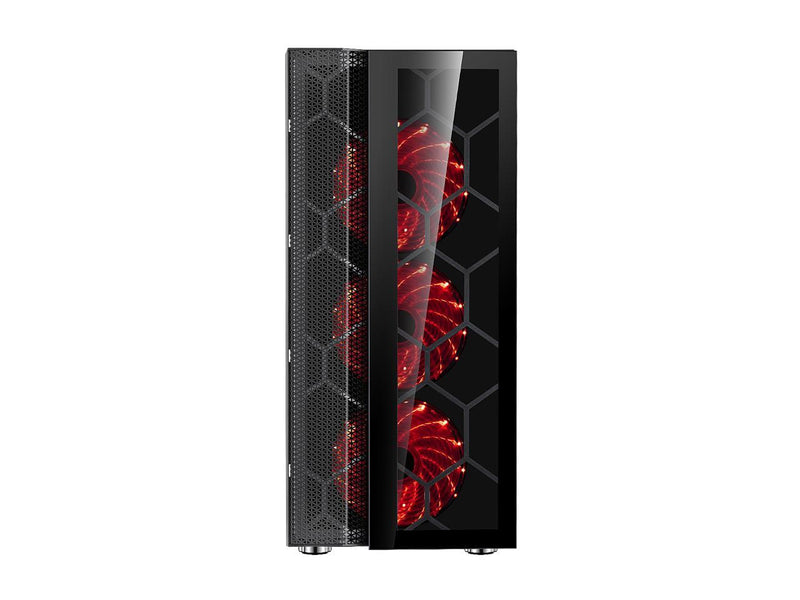 DIYPC Dragon-R-4LED Black Steel / Tempered Glass ATX Mid Tower Computer Case