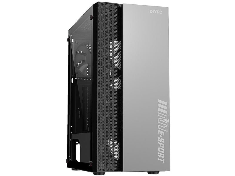 DIYPC DIY-S08-BK Black USB 3.0 Steel / Tempered Glass ATX Mid Tower Computer