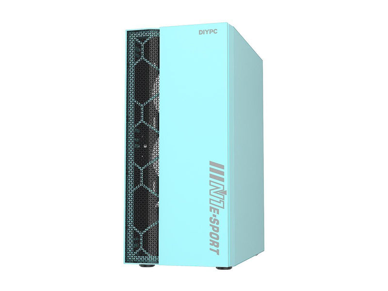 DIYPC DIY-S08-G Green USB 3.0 Steel / Tempered Glass ATX Mid Tower Computer