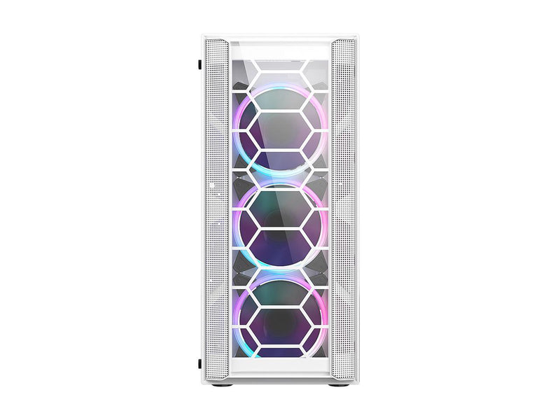 DIYPC Rainbow-Flash-F4-W White Steel / Tempered Glass ATX Mid Tower Computer