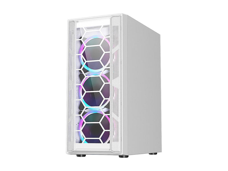 DIYPC Rainbow-Flash-F4-W White Steel / Tempered Glass ATX Mid Tower Computer