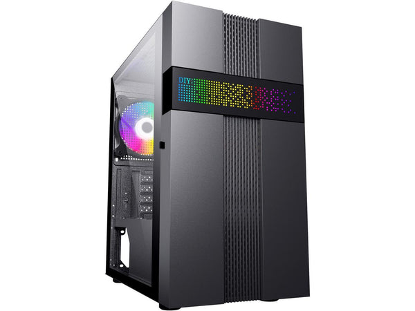 DIYPC ARGB-Q8-BK Black USB 3.0 Steel / Tempered Glass Micro-ATX Mid Tower