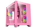 DIYPC ARGB-Q3-Pink Pink USB3.0 Tempered Glass Micro ATX Gaming Computer Case w/