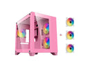 DIYPC ARGB-Q3.v2-Pink Pink USB3.0 Tempered Glass Micro ATX Gaming Computer Case