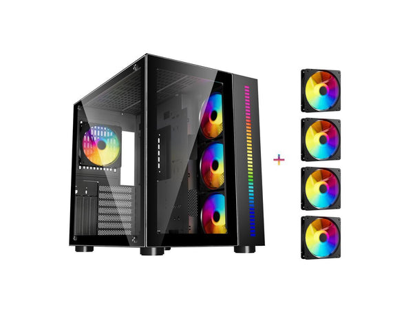 DIYPC ARGB-Q10-BK Black USB3.0 ATX Mid Tower Gaming Computer Case w/ Dual