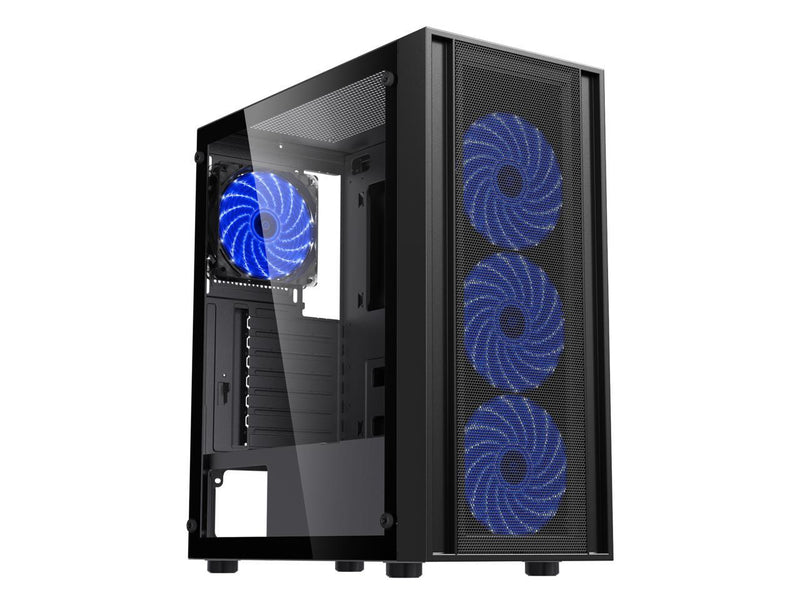 DIYPC DIY-S03-BK Black USB3.0 Steel/ Tempered Glass ATX Mid Tower Gaming