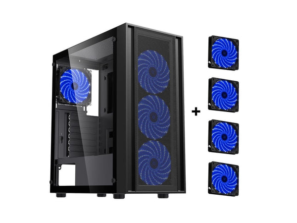 DIYPC DIY-S03-BK Black USB3.0 Steel/ Tempered Glass ATX Mid Tower Gaming