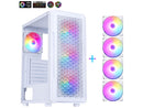 DIYPC S3-TG-LED White USB3.0 Steel/ Tempered Glass ATX Mid Tower Gaming Computer