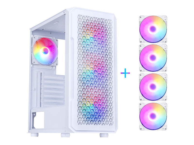 DIYPC S3-TG-LED White USB3.0 Steel/ Tempered Glass ATX Mid Tower Gaming Computer