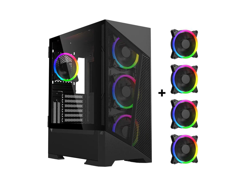 DIYPC Rainbow-Flash-F1-B Black USB 3.0 Steel / Tempered Glass ATX Mid Tower