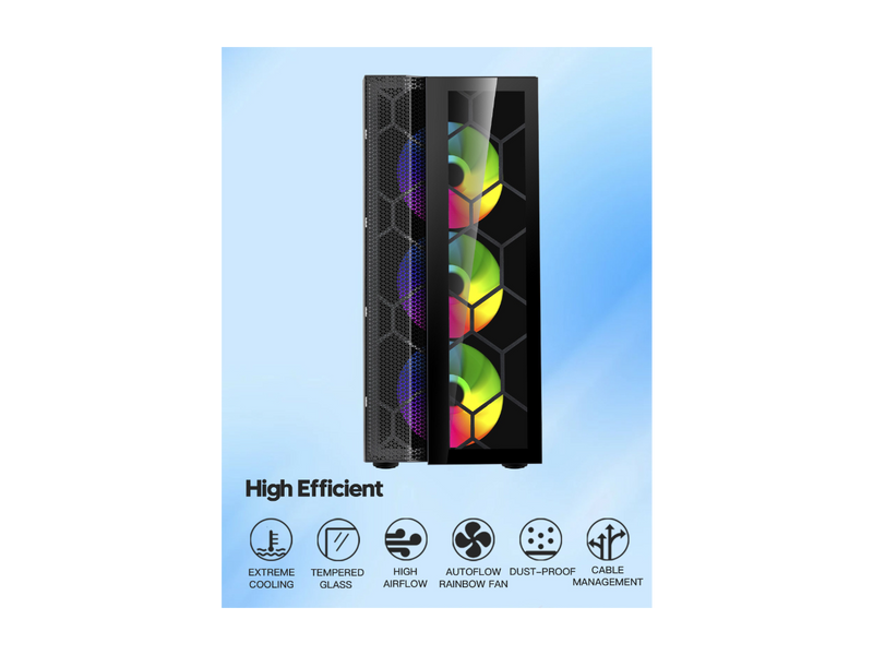 DIYPC Dragon-ARGB Black USB 3.0 Steel / Tempered Glass ATX Mid Tower Computer