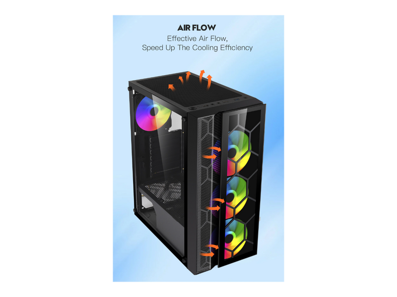 DIYPC Dragon-ARGB Black USB 3.0 Steel / Tempered Glass ATX Mid Tower Computer