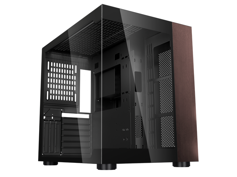 DIYPC DIY-CUBE10-Wood Black USB3.0 /Type C ATX Mid Tower Gaming Computer Case w/