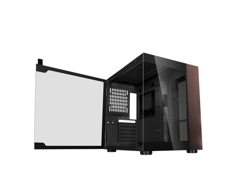 DIYPC DIY-CUBE10-Wood Black USB3.0 /Type C ATX Mid Tower Gaming Computer Case w/