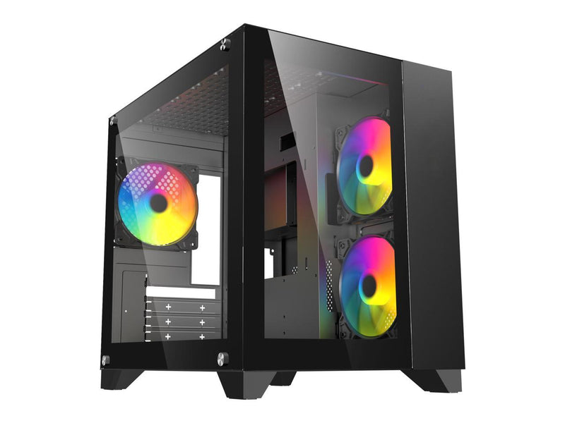 DIYPC ARGB-Q3.R2-BK Black USB3.0 /Type C Tempered Glass Micro ATX Gaming