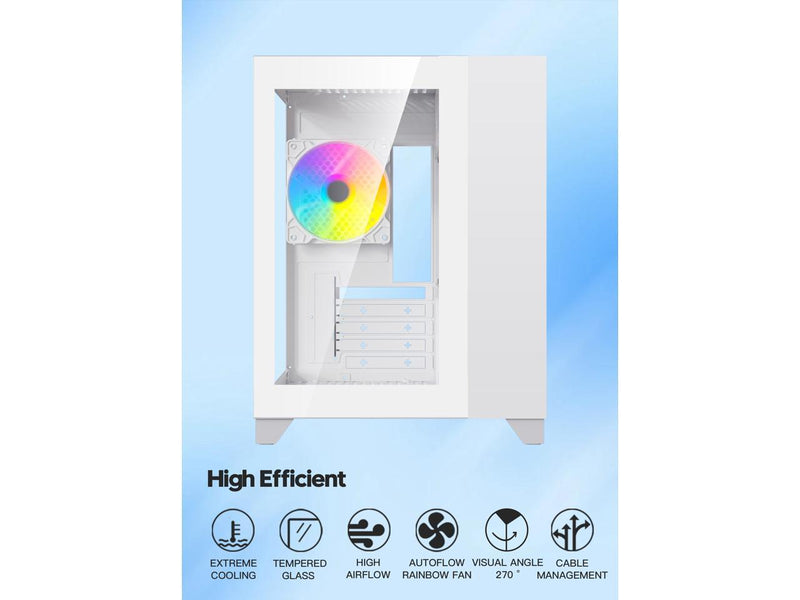 DIYPC ARGB-Q3.R2-W White USB3.0 / Type C Tempered Glass Micro ATX Gaming