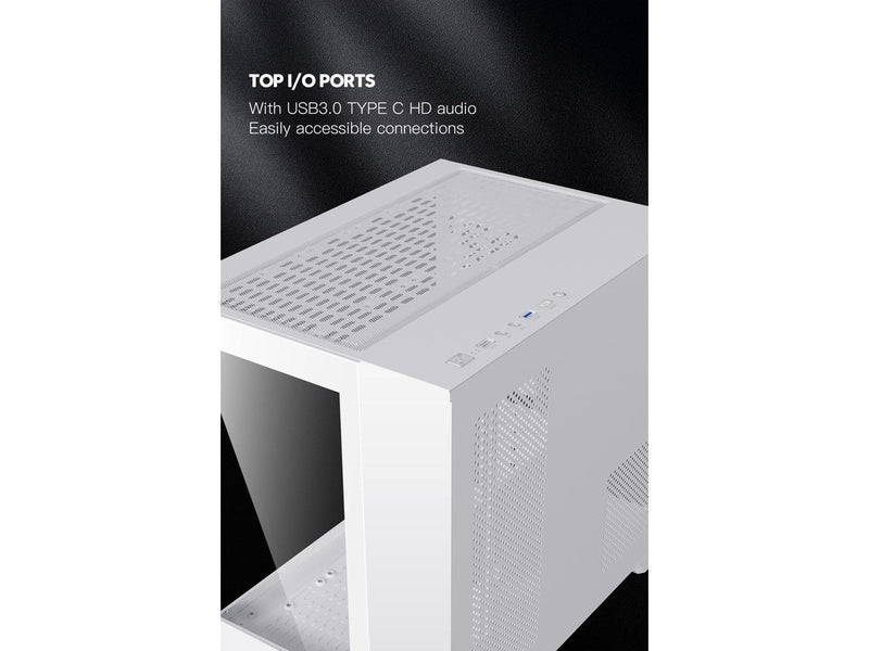 DIYPC ARGB-Q3.R2-W White USB3.0 / Type C Tempered Glass Micro ATX Gaming