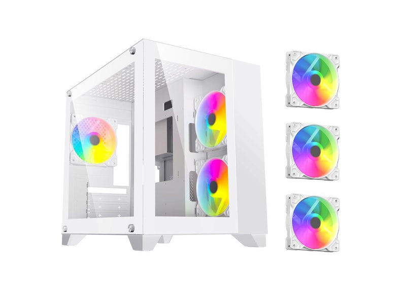 DIYPC ARGB-Q3.R2-W White USB3.0 / Type C Tempered Glass Micro ATX Gaming