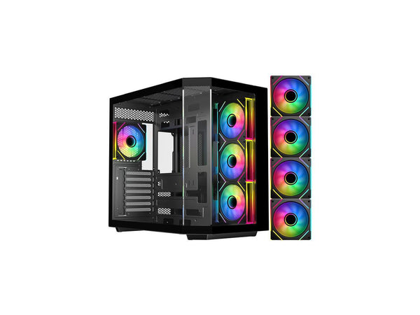 DIYPC ARGB-N3-BK Black USB3.0/ Type C Tempered Glass E-ATX /ATX Gaming Computer