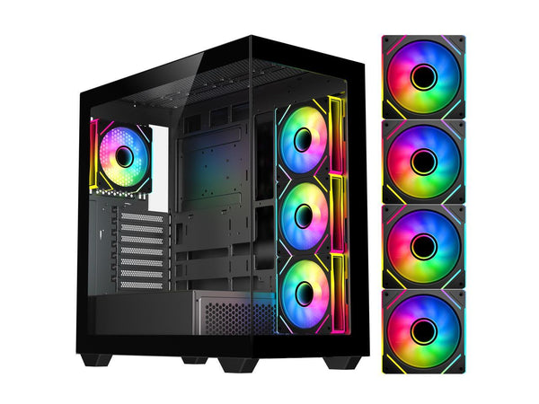 DIYPC ARGB-N6-BK Black Dual USB3.0/ 1 xType C Tempered Glass ATX Gaming Computer