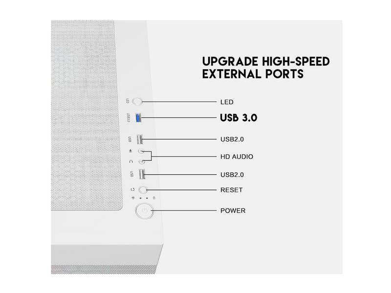 DIYPC ARGB-G5-W White USB3.0Tempered Glass Micro ATX Gaming Computer Case w/  4