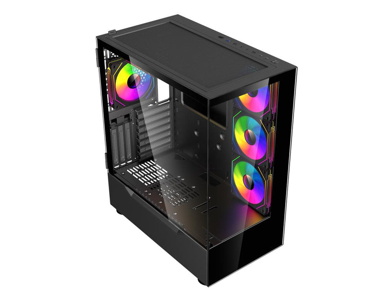 DIYPC ARGB-Q18.V2-BK Black USB3.0 ATX Mid Tower Gaming Computer Case w/ Dual