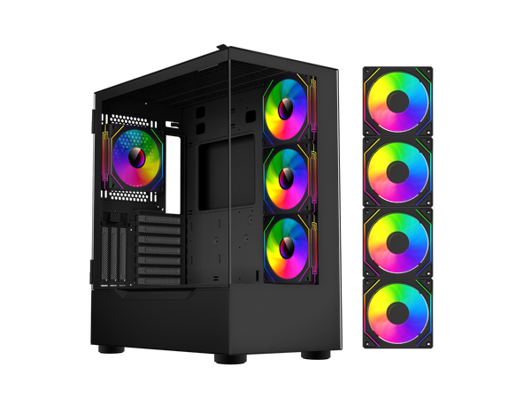 DIYPC ARGB-Q18.V2-BK Black USB3.0 ATX Mid Tower Gaming Computer Case w/ Dual