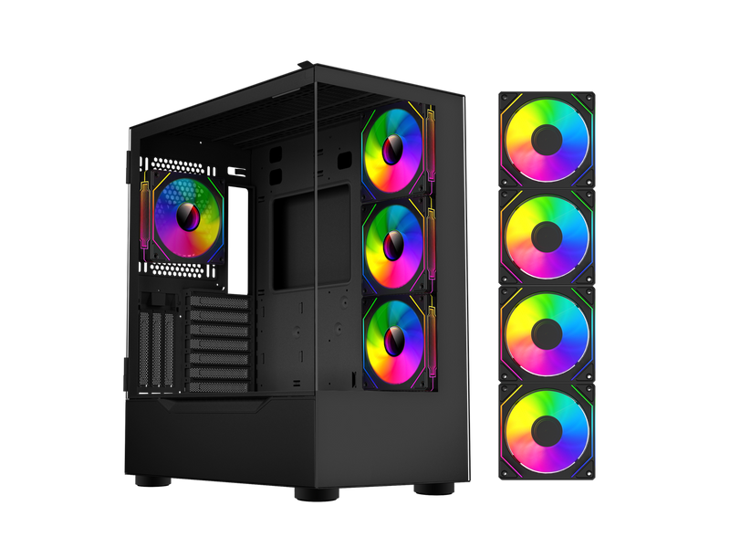 DIYPC ARGB-Q18.V2-BK Black USB3.0 ATX Mid Tower Gaming Computer Case w/ Dual