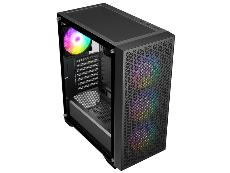 DIYPC DIY-F08-BK Black USB3.0 Tempered Glass ATX Gaming Computer Case w/ 4 x