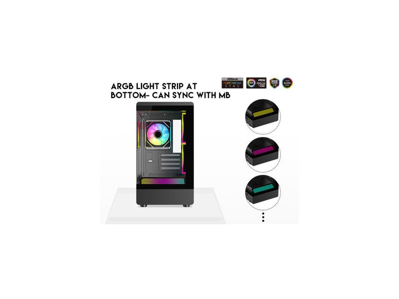 DIYPC ARGB-M1-BK Black USB3.0 Tempered Glass Micro ATX Gaming Computer Case w/