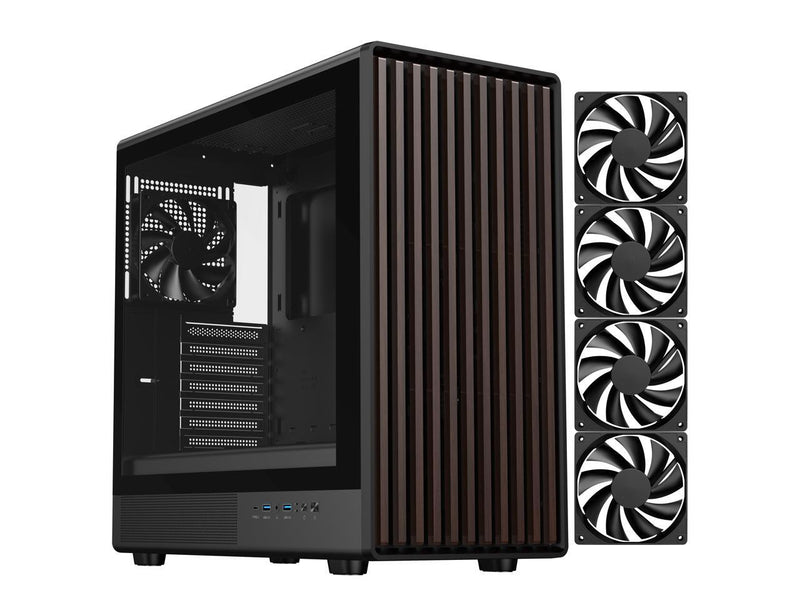DIYPC DIY-ATX08-Wood Black USB3.0 /Type C ATX Mid Tower Gaming Computer Case w/