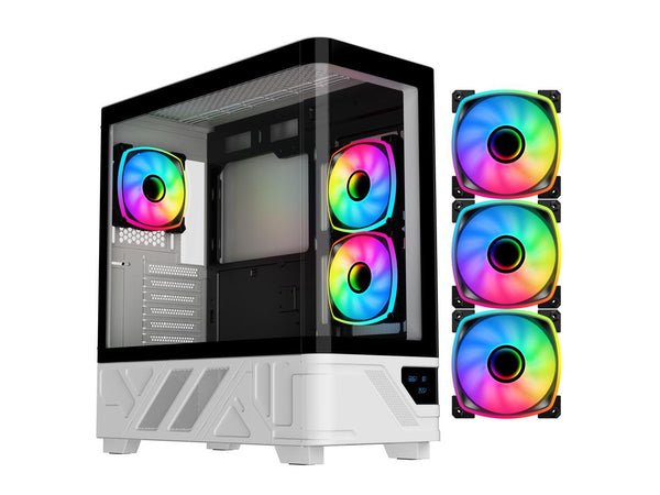 DIYPC IDX2-LCD-ARGB Black USB3.0/Type C Curved Tempered Glass ATX Gaming