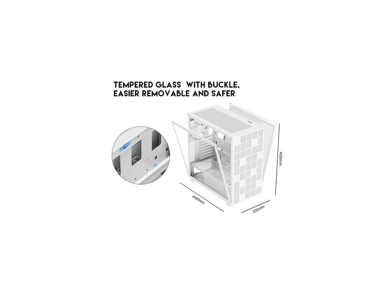 DIYPC IDX6-W White USB3.0 /Type C ATX Mid Tower Gaming Computer Case w/ Tempered