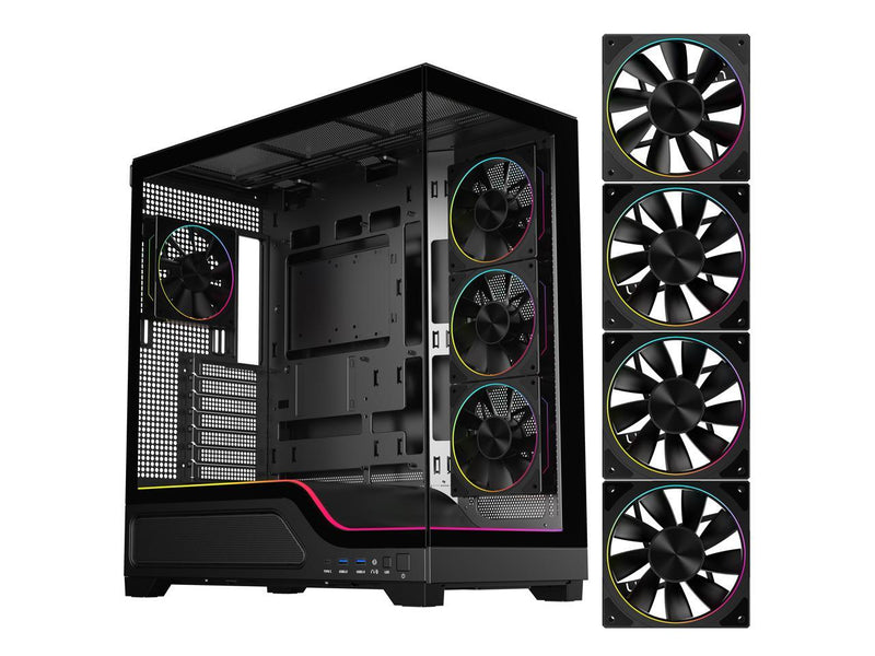 DIYPC IDX5-BK-ARGB Black Dual USB3.0/Type C Tempered Glass ATX Gaming Computer