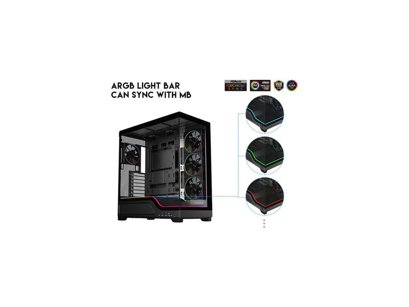 DIYPC IDX5-BK-ARGB Black Dual USB3.0/Type C Tempered Glass ATX Gaming Computer