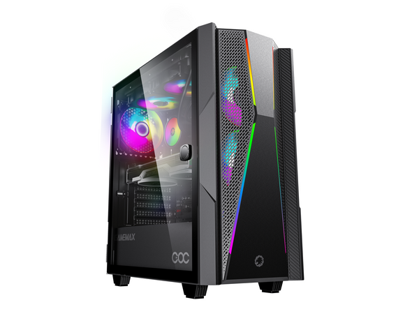 Gamemax Typhoon COC Black USB3.0 Tempered Glass ATX Mid Tower Gaming Computer