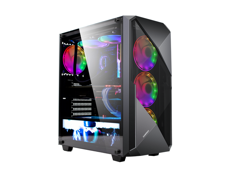 Gamemax Revolt Black USB3.0 Tempered Glass ATX Mid Tower Gaming Computer Case